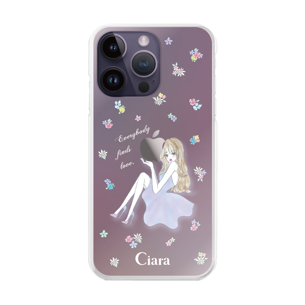 iPhone14ProMax ハイブリッド クリアケース ラベンダーガール パステル