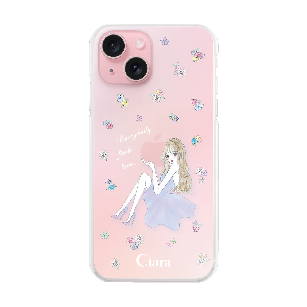 iPhone15 ハイブリッド クリアケース ラベンダーガール パステル