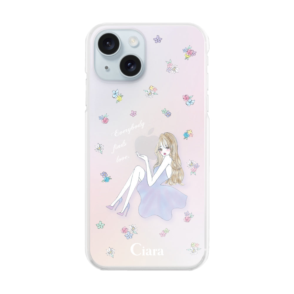 iPhone15Plus ハイブリッド クリアケース ラベンダーガール パステル