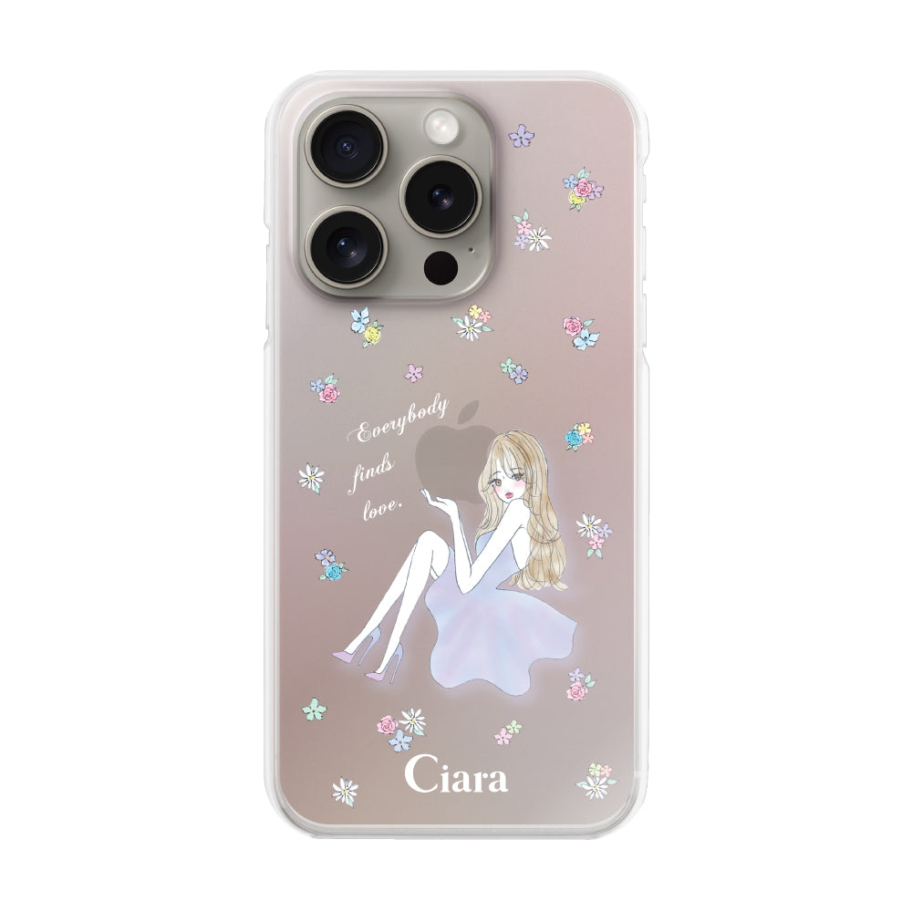 iPhone15Pro ハイブリッド クリアケース ラベンダーガール パステル