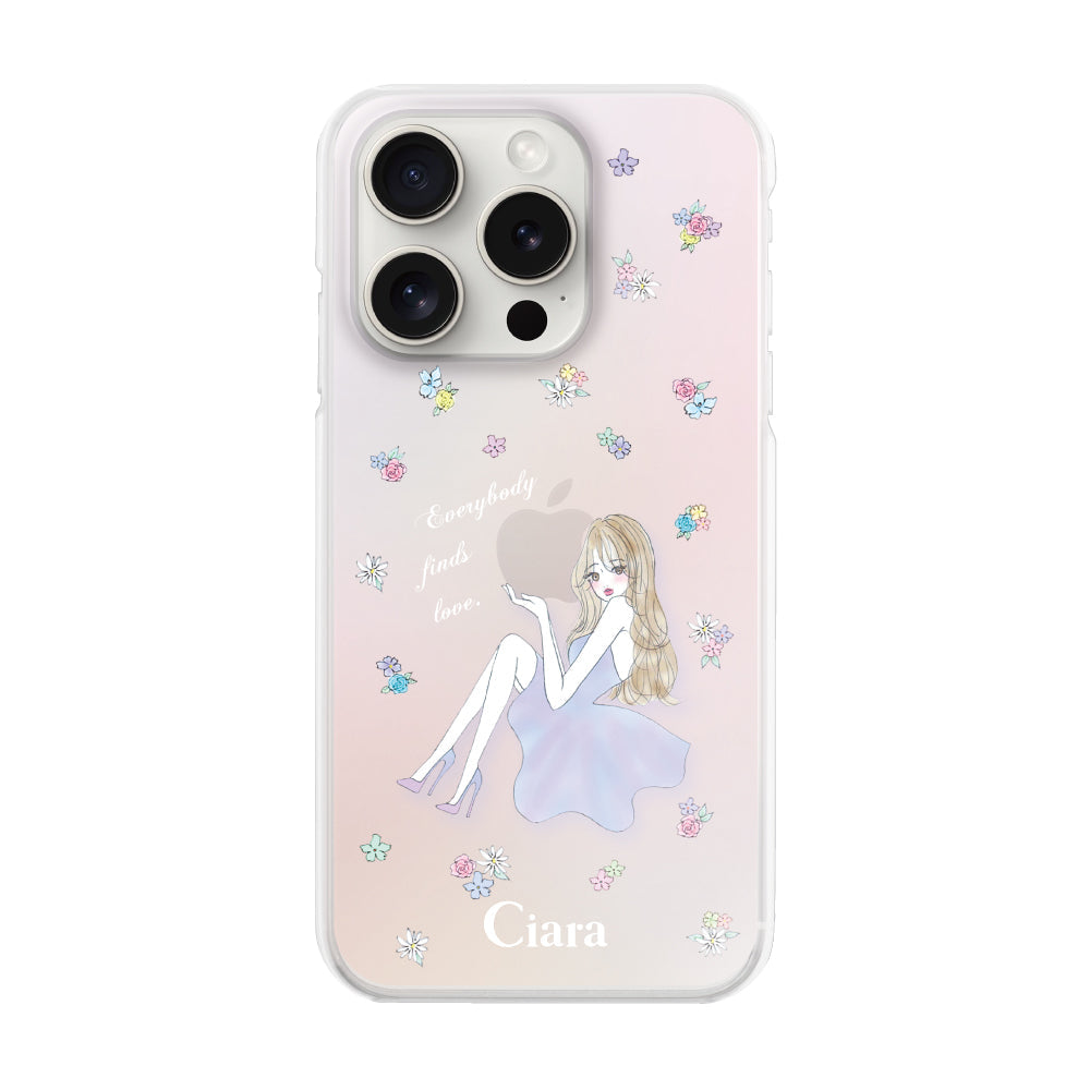 iPhone15ProMax ハイブリッド クリアケース ラベンダーガール パステル