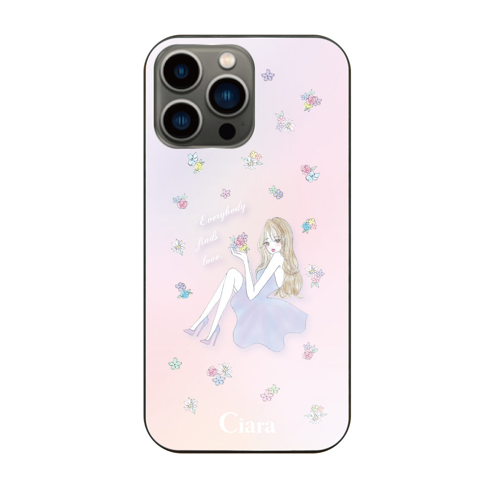 iPhone13Proケース ガラス 強化ガラスケース ラベンダーガール ピンク