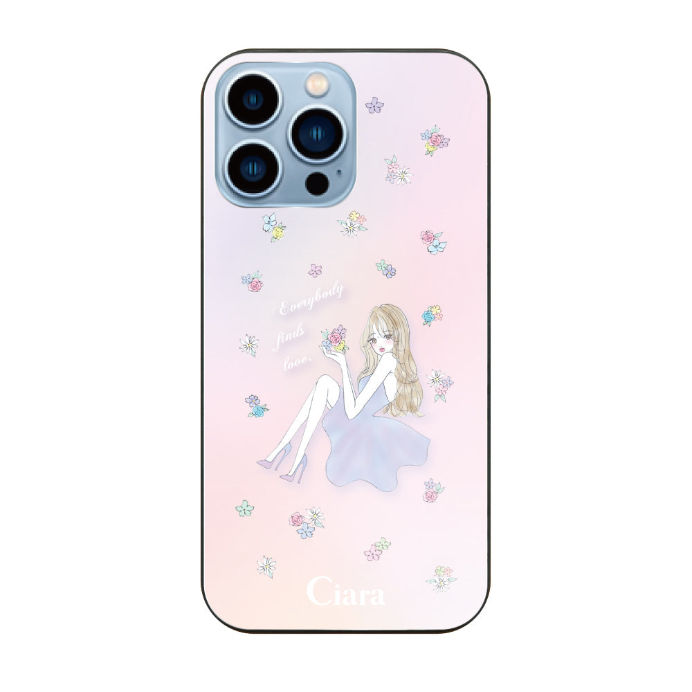 iPhone13ProMaxケース ガラス 強化ガラスケース ラベンダーガール ピンク