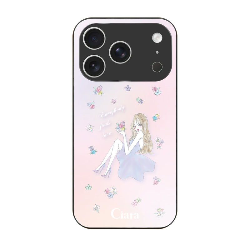 iPhoneケース ガラス 強化ガラスケース ラベンダーガール