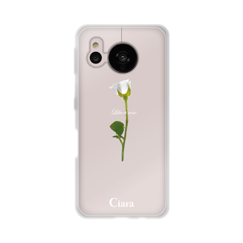 AQUOSSENSE7ケース クリアケース ウォーターローズ ホワイト