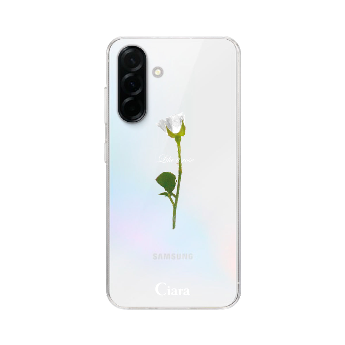 GalaxyA36 クリアケース ウォーターローズ ホワイト
