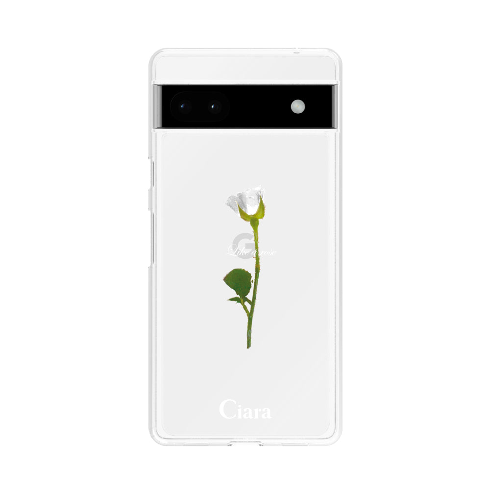 GooglePixel6a クリアケース ウォーターローズ ホワイト