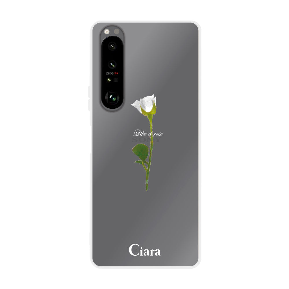 Xperia5Ⅲ クリアケース ウォーターローズ ホワイト