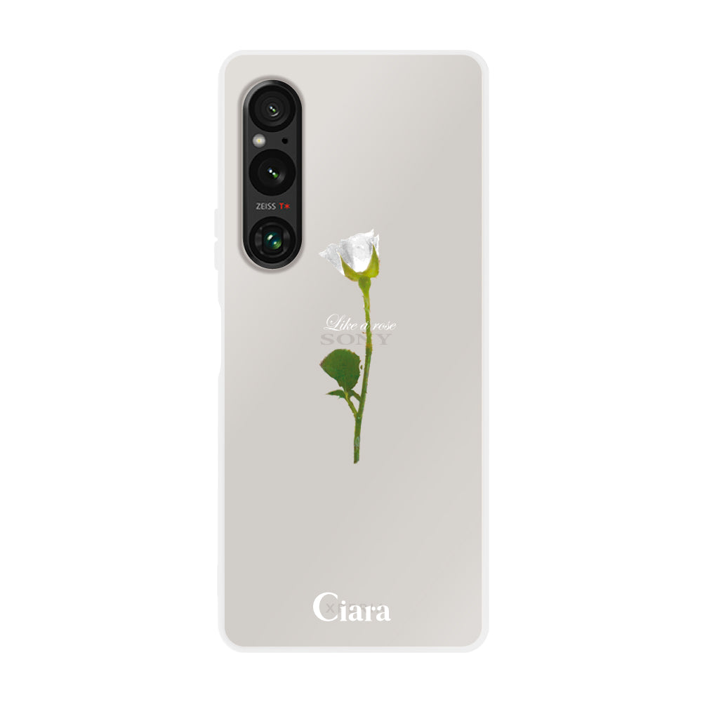 Xperia10Ⅴ クリアケース ウォーターローズ ホワイト