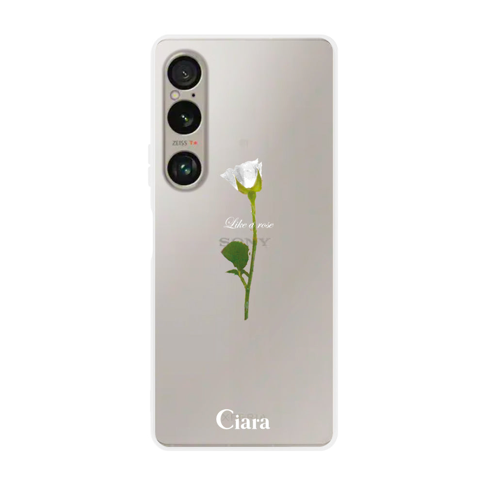 Xperia10VI クリアケース ウォーターローズ ホワイト