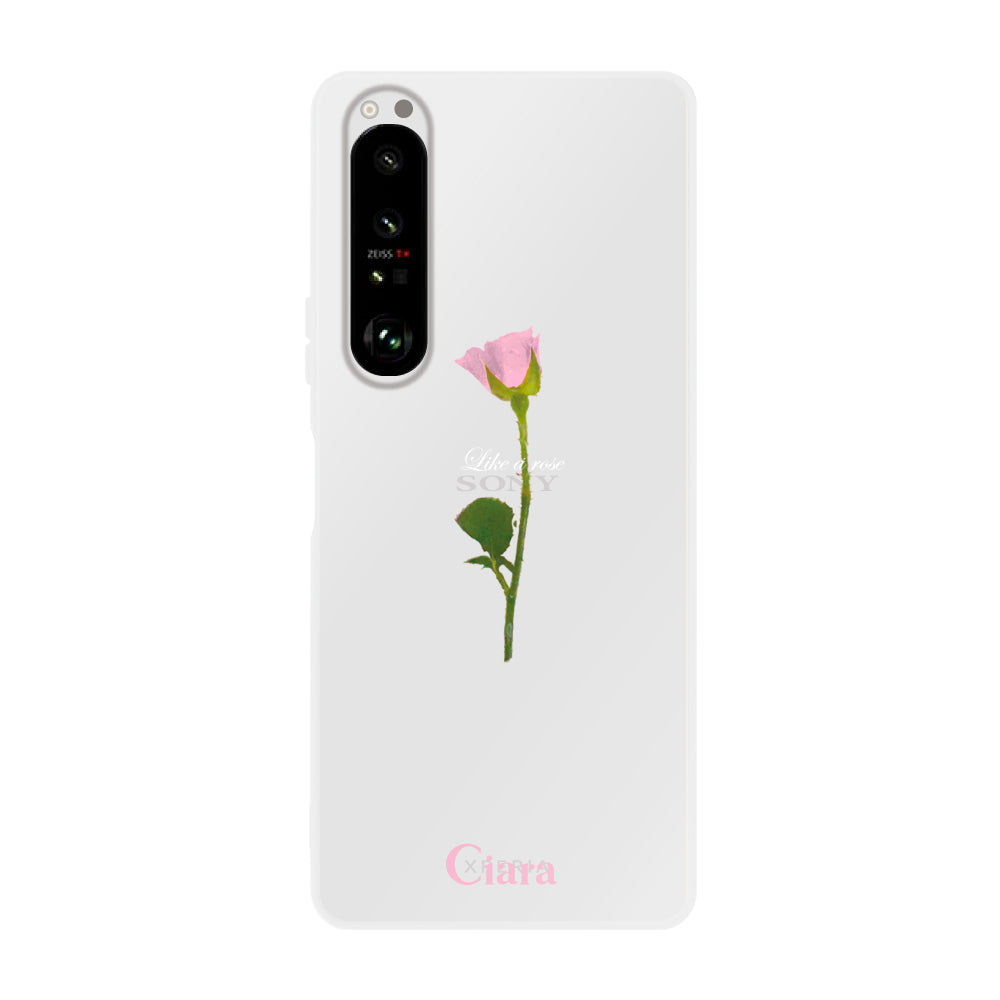 Xperia1Ⅱ クリアケース ウォーターローズ ピンク