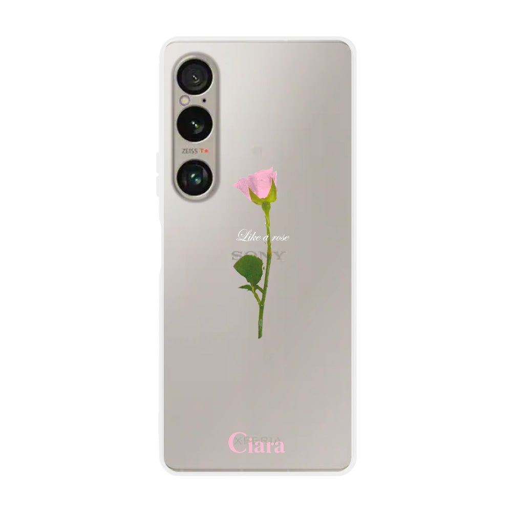 Xperia10VI クリアケース ウォーターローズ ピンク