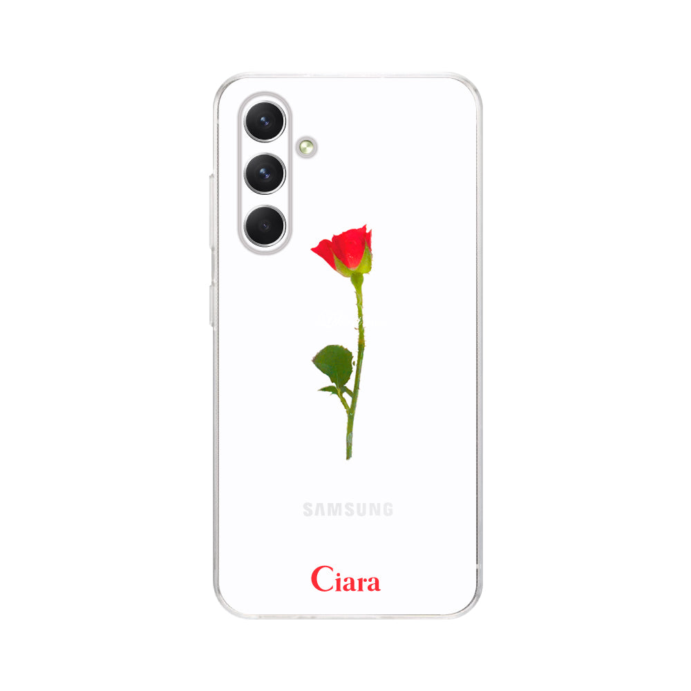 GalaxyA54ケース クリアケース ウォーターローズ レッド