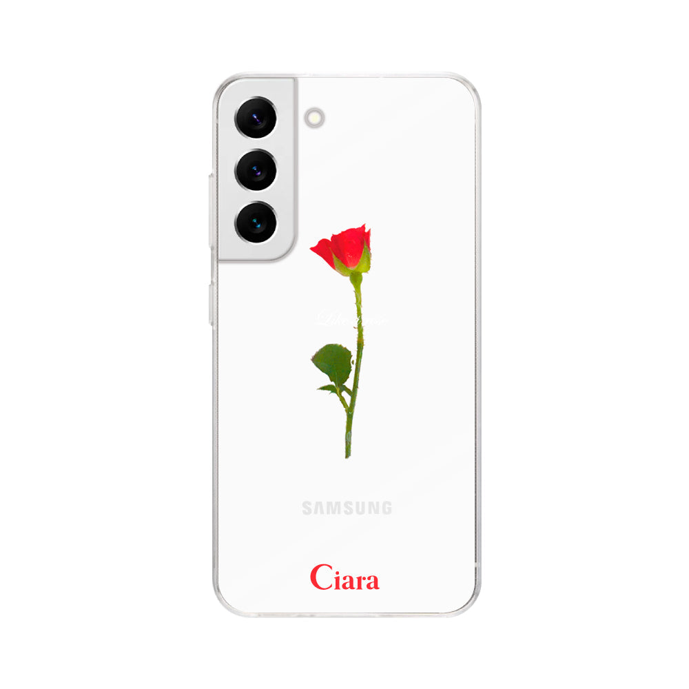 GalaxyS22ケース クリアケース ウォーターローズ レッド