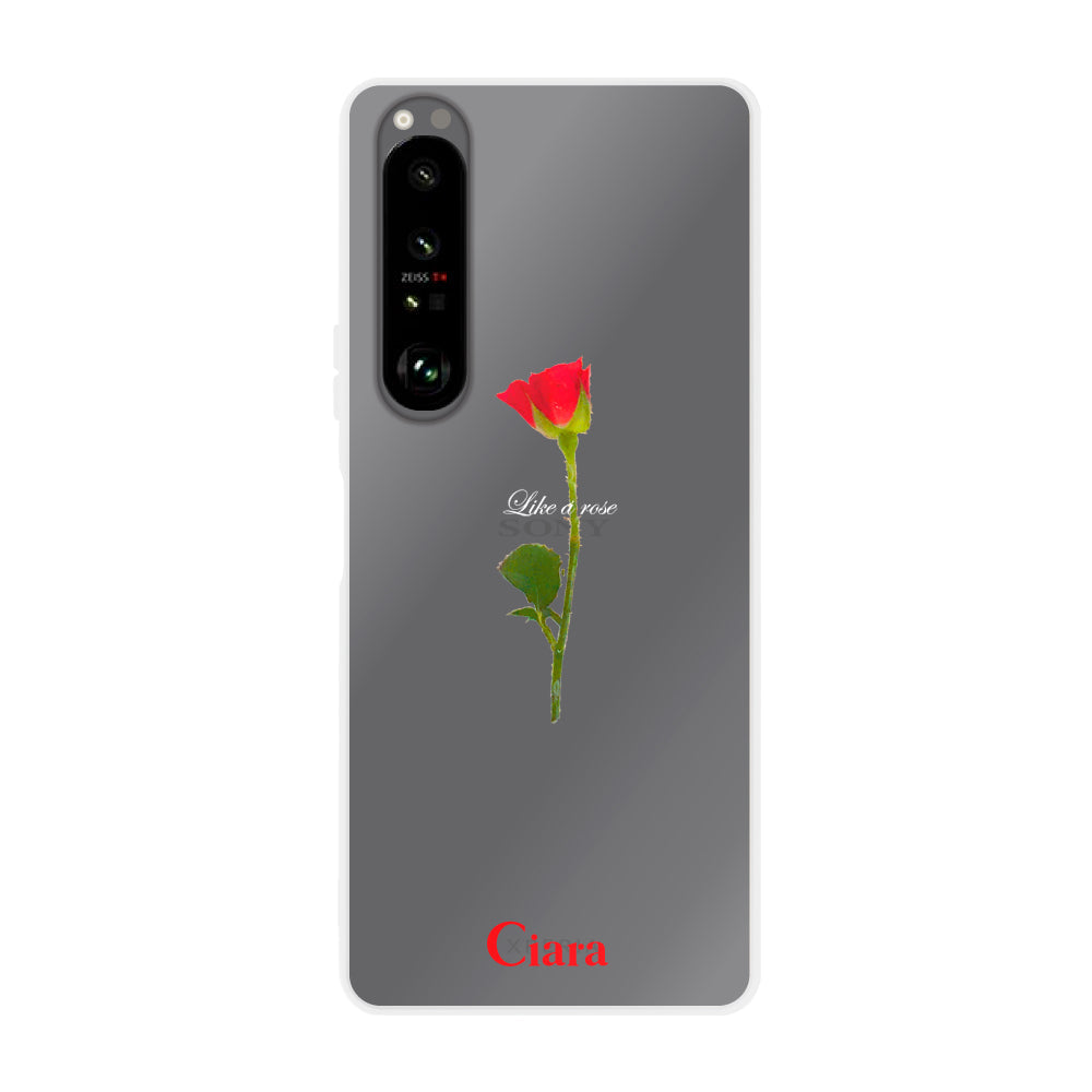 Xperia5Ⅲ クリアケース ウォーターローズ レッド