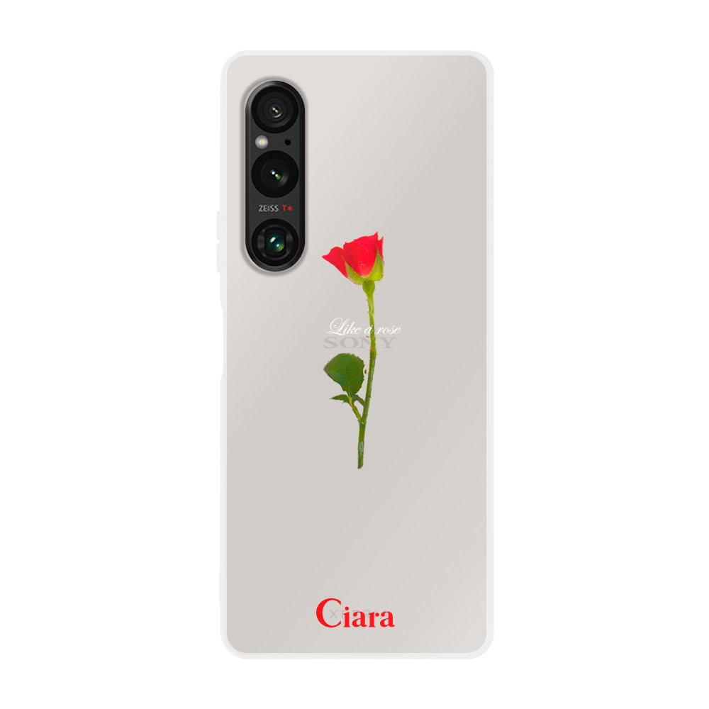 Xperia10Ⅴ クリアケース ウォーターローズ レッド