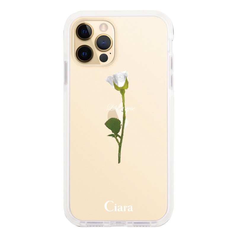 iPhoneケース クッションバンパー 耐衝撃クリアケース ウォーターローズ