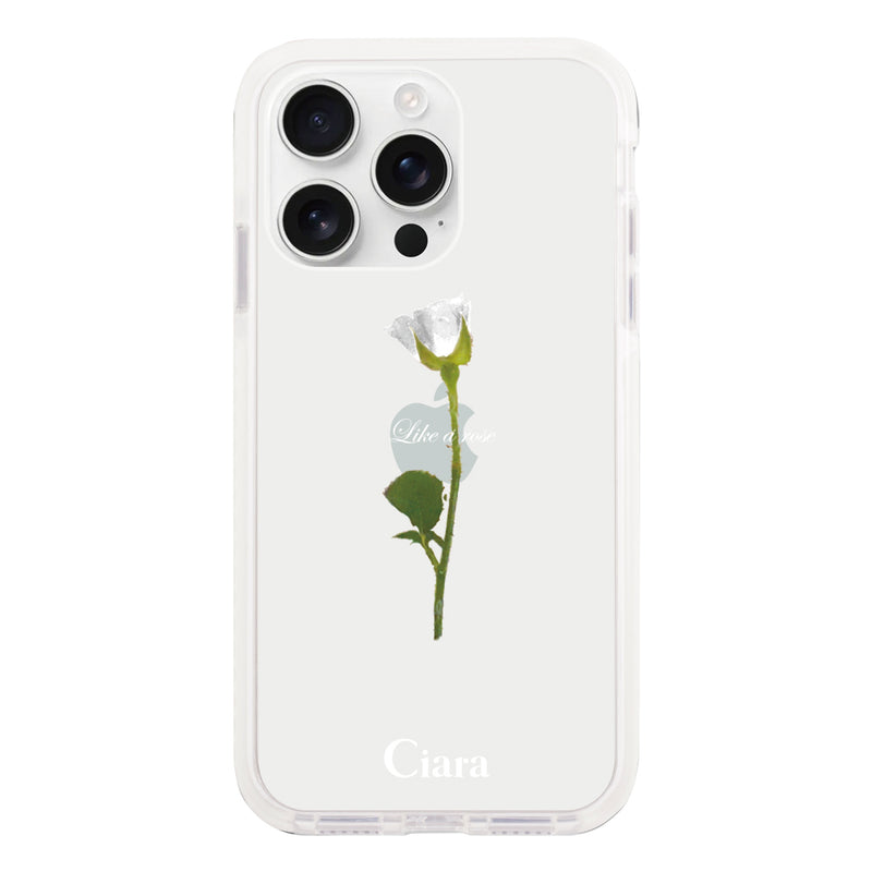 iPhoneケース クッションバンパー 耐衝撃クリアケース ウォーターローズ