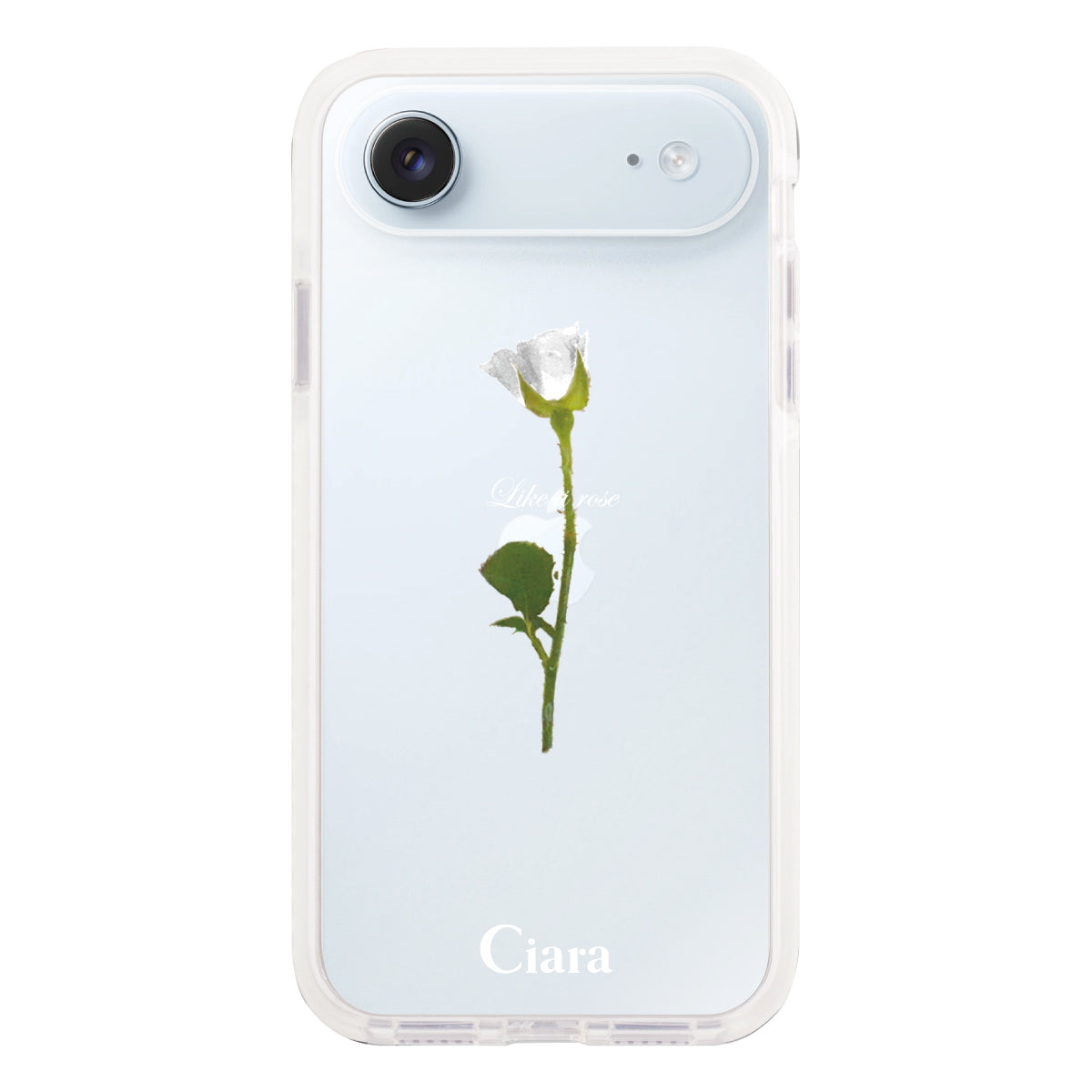 iPhoneAir クッションバンパー 耐衝撃クリアケース ウォーターローズ ホワイト
