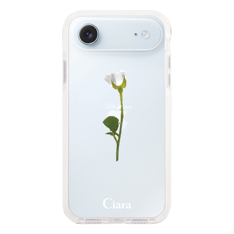 iPhoneケース クッションバンパー 耐衝撃クリアケース ウォーターローズ