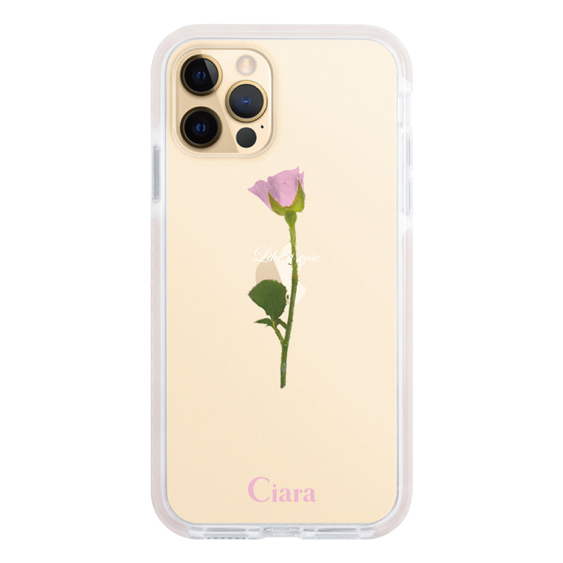 iPhoneケース クッションバンパー 耐衝撃クリアケース ウォーターローズ