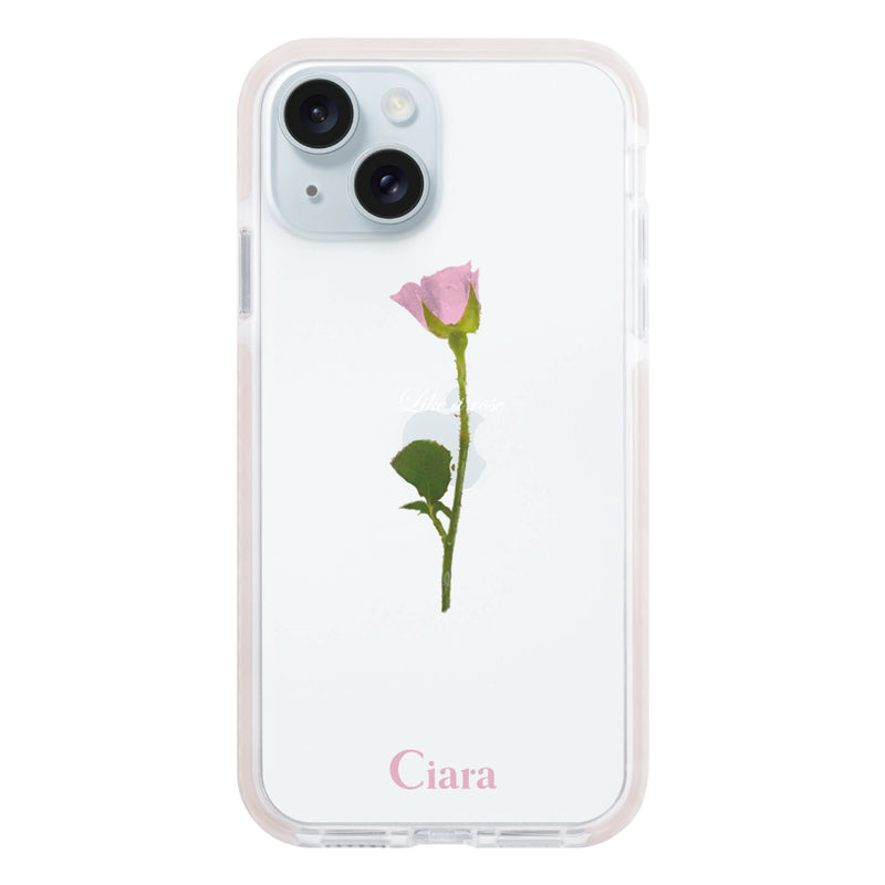 iPhoneケース クッションバンパー 耐衝撃クリアケース ウォーターローズ