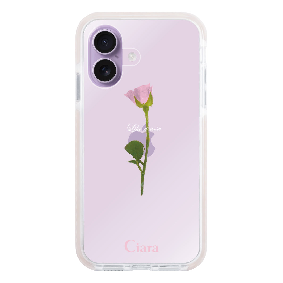 iPhone17 クッションバンパー 耐衝撃クリアケース ウォーターローズ ピンク