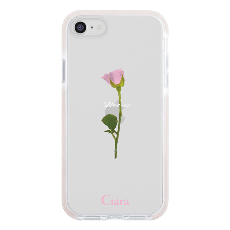 iPhoneケース クッションバンパー 耐衝撃クリアケース ウォーターローズ