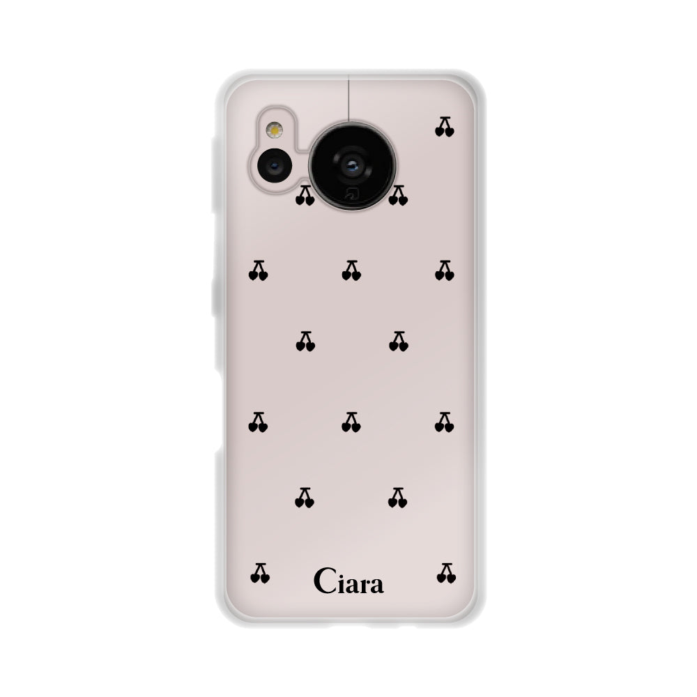 AQUOSSENSE7ケース クリアケース タイニーチェリー ブラック