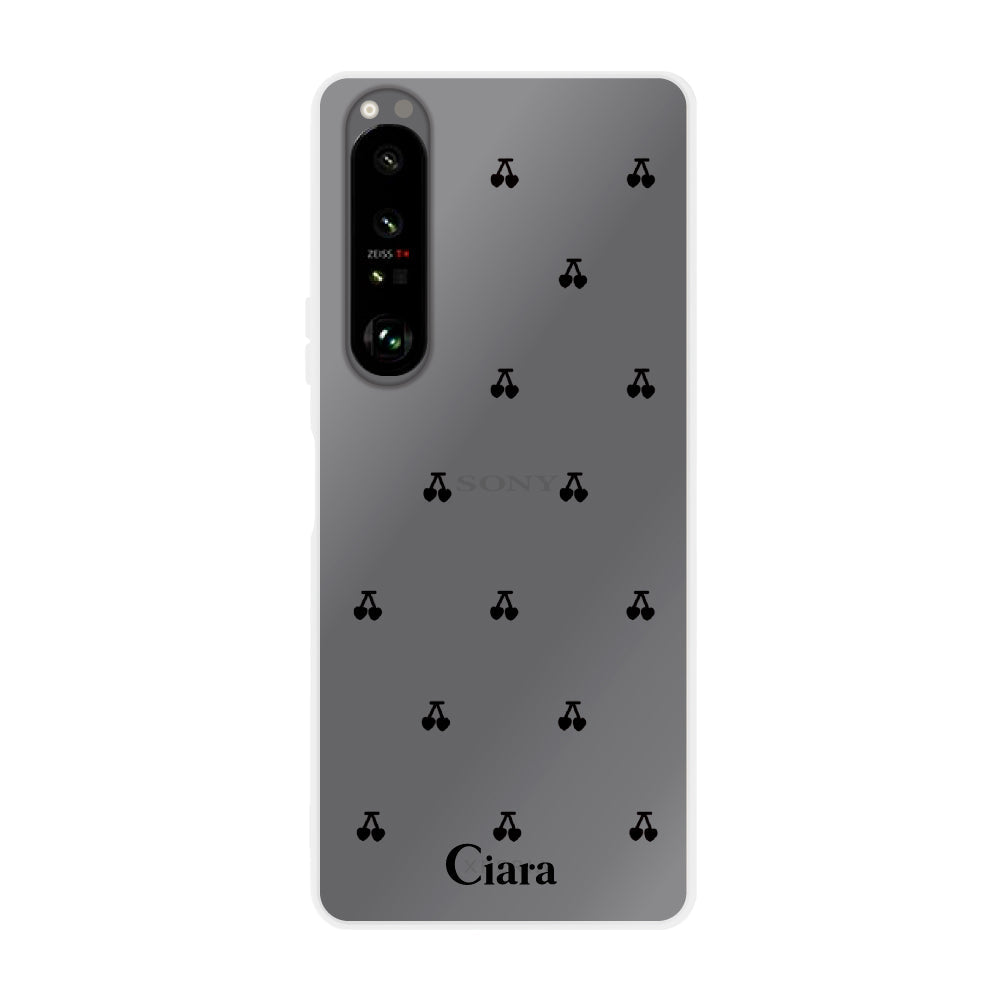 Xperia5Ⅲ クリアケース タイニーチェリー ブラック