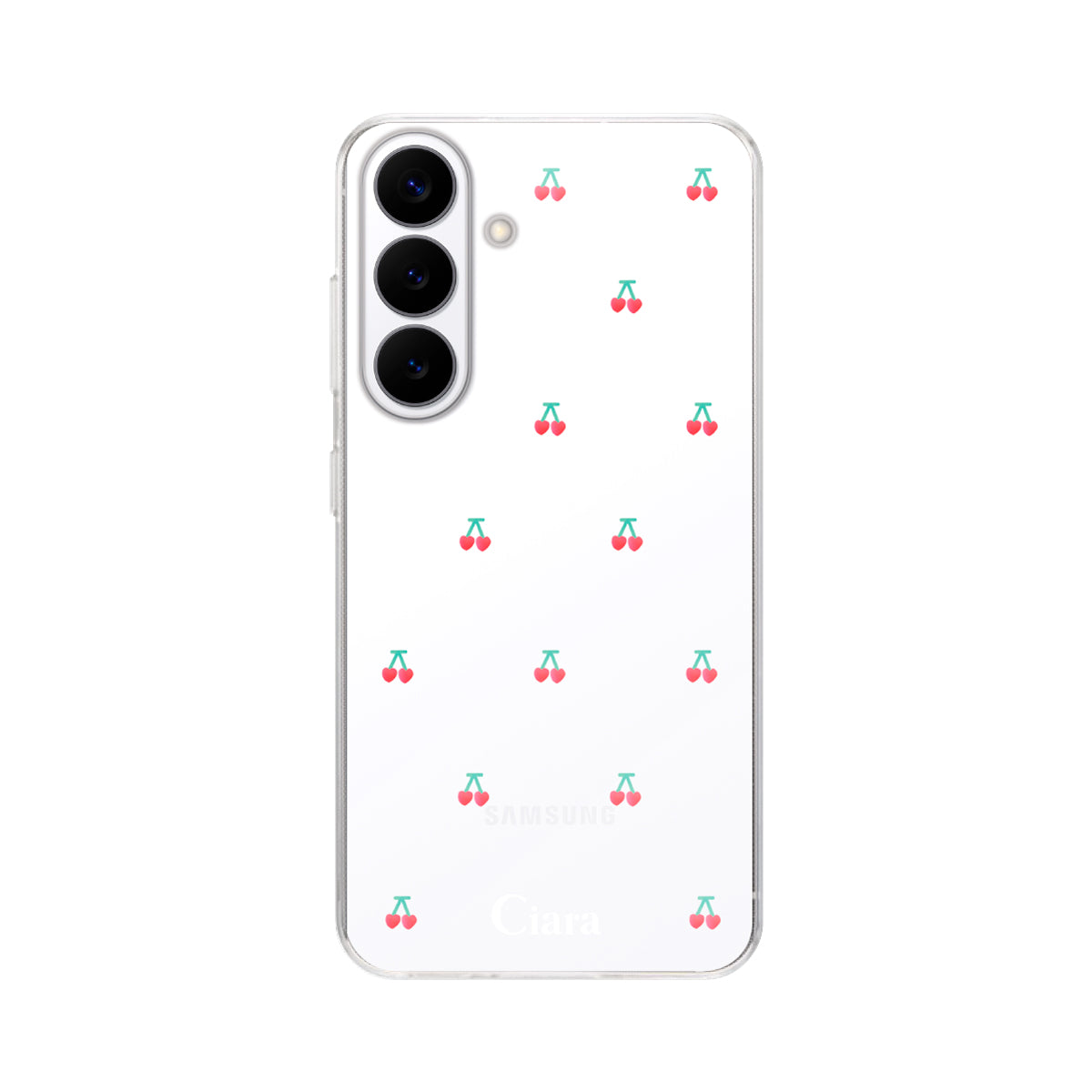 GalaxyS26 クリアケース タイニーチェリー レッド