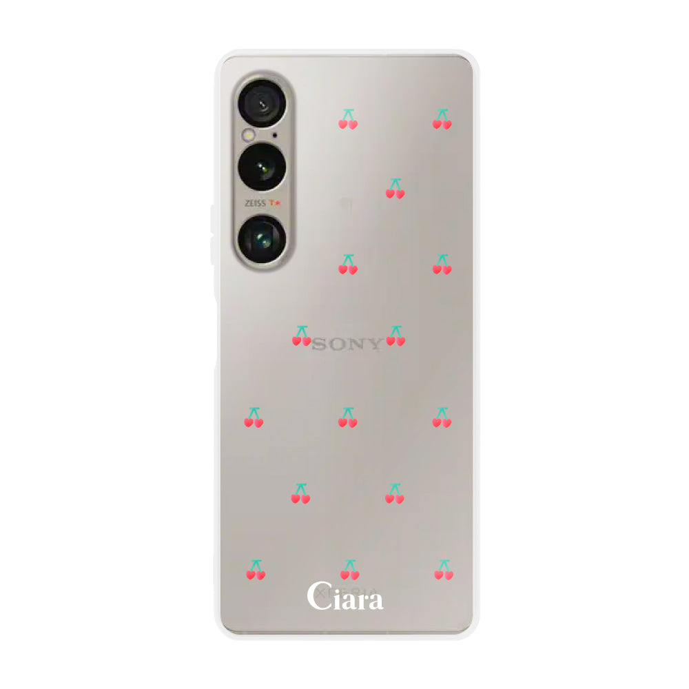 Xperia10VI クリアケース タイニーチェリー レッド