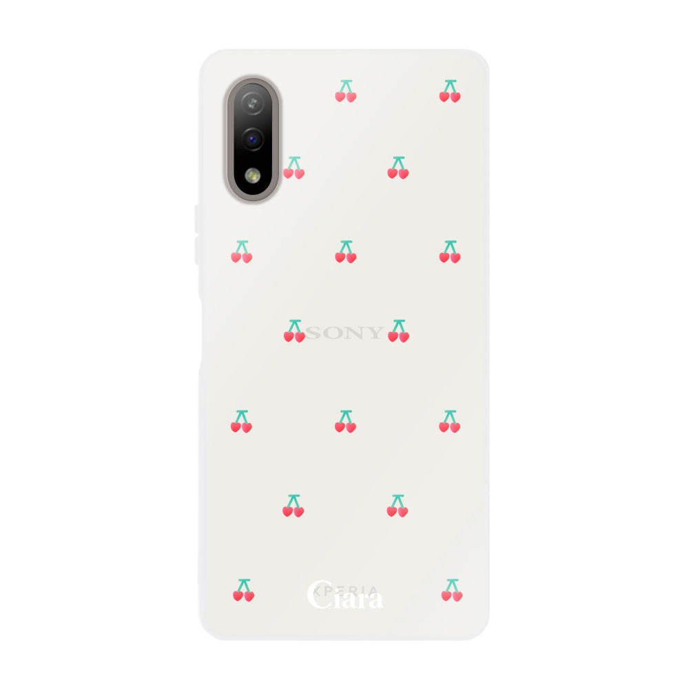 Xperia10Ⅲ クリアケース タイニーチェリー レッド