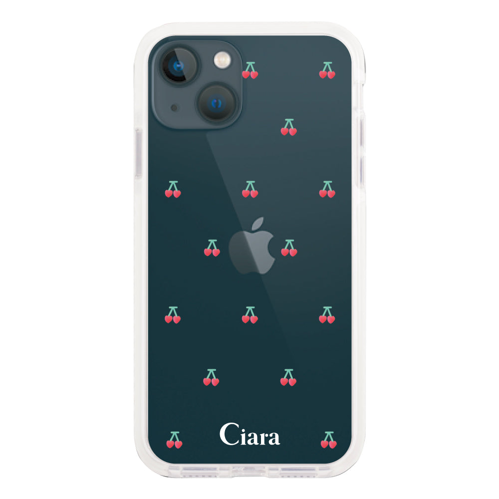 iPhone13mini クッションバンパー 耐衝撃クリアケース タイニーチェリー レッド