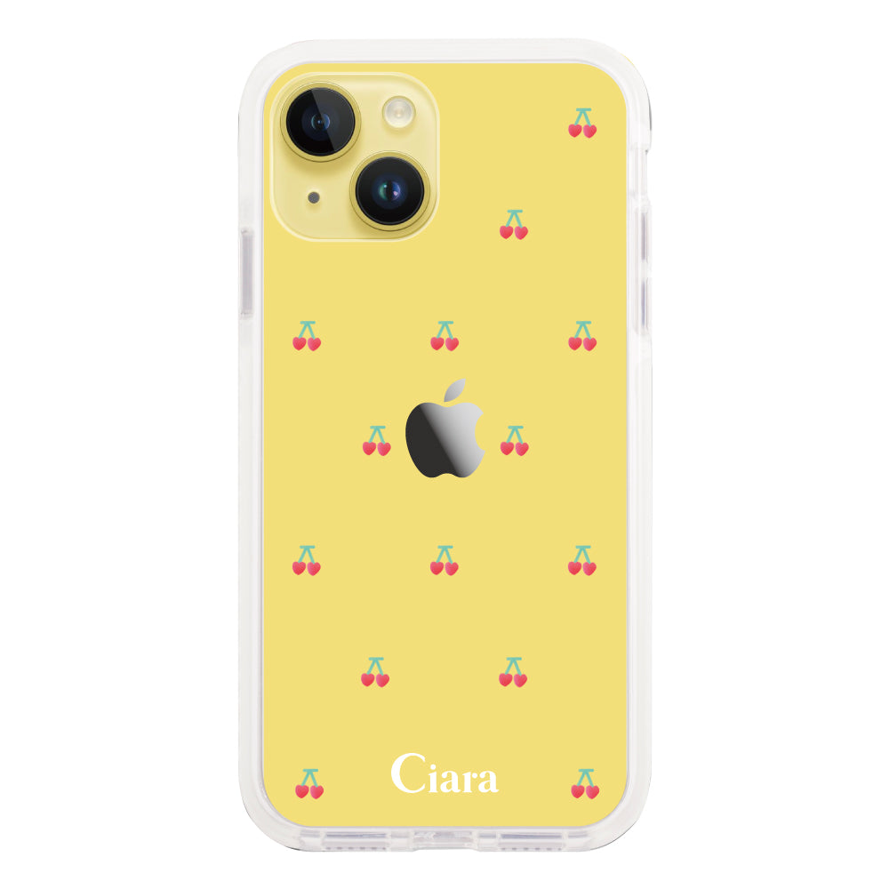 iPhone14Plus クッションバンパー 耐衝撃クリアケース タイニーチェリー レッド