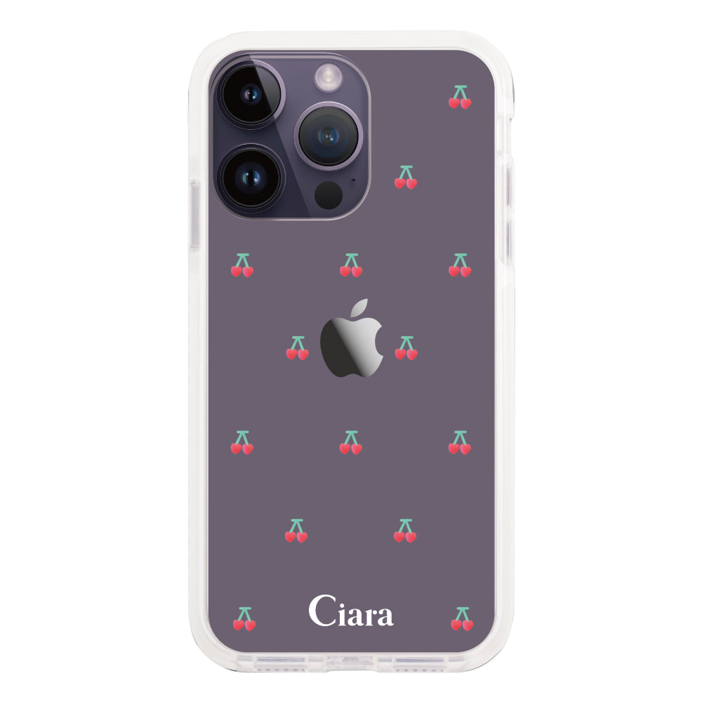 iPhone14ProMax クッションバンパー 耐衝撃クリアケース タイニーチェリー レッド