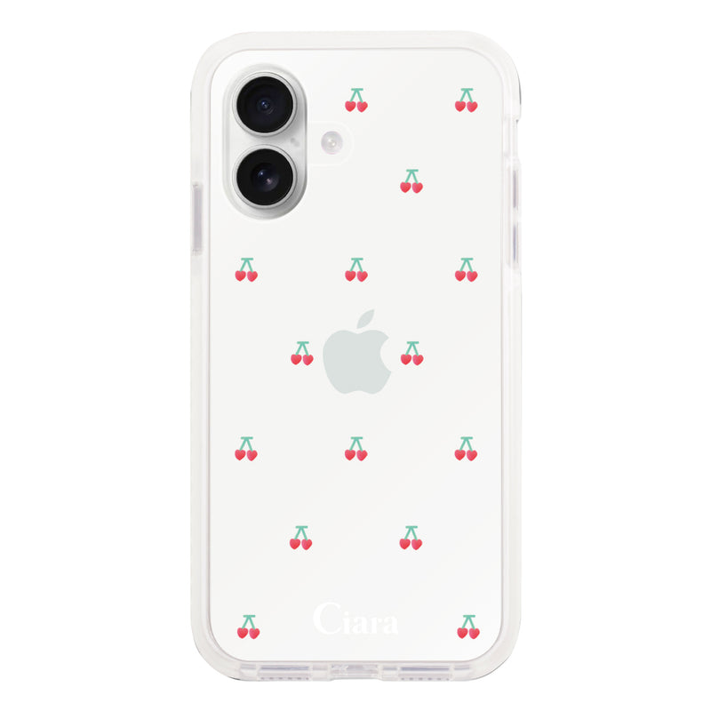 iPhoneケース クッションバンパー 耐衝撃クリアケース タイニーチェリー