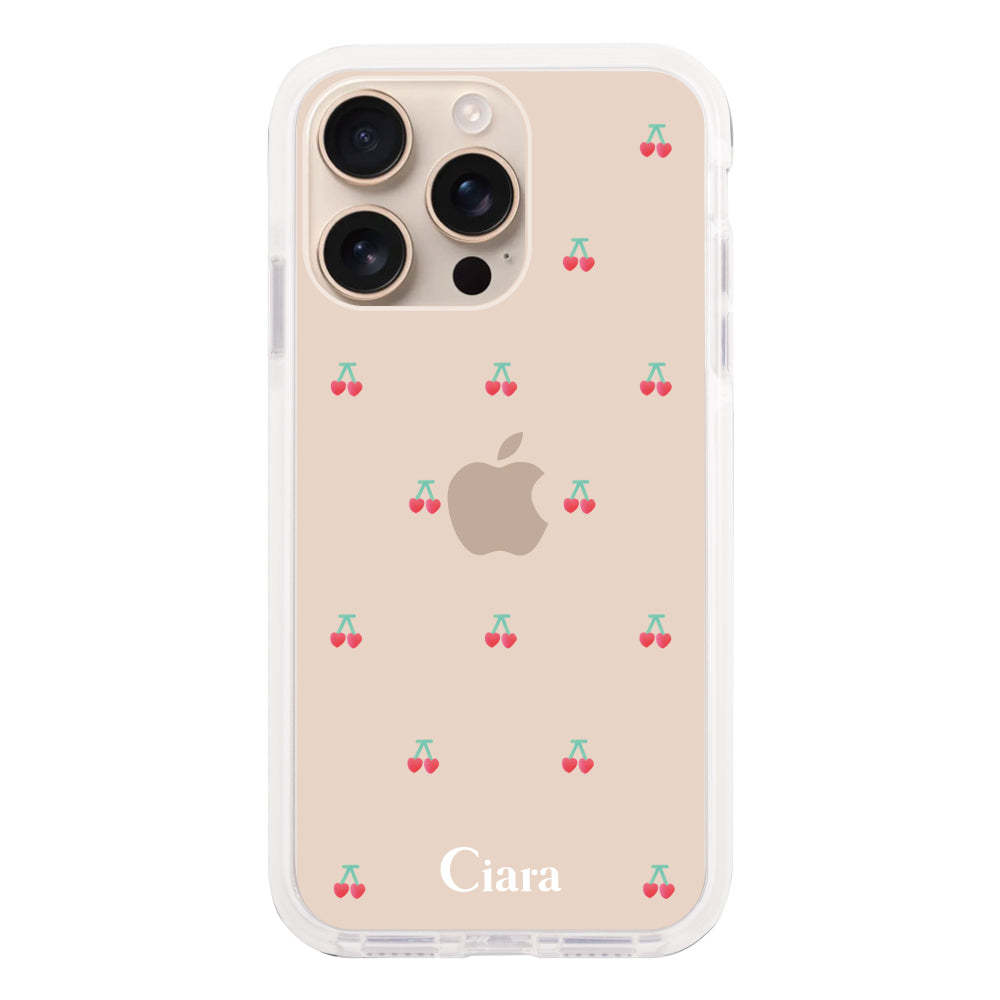 iPhone16Pro クッションバンパー 耐衝撃クリアケース タイニーチェリー レッド