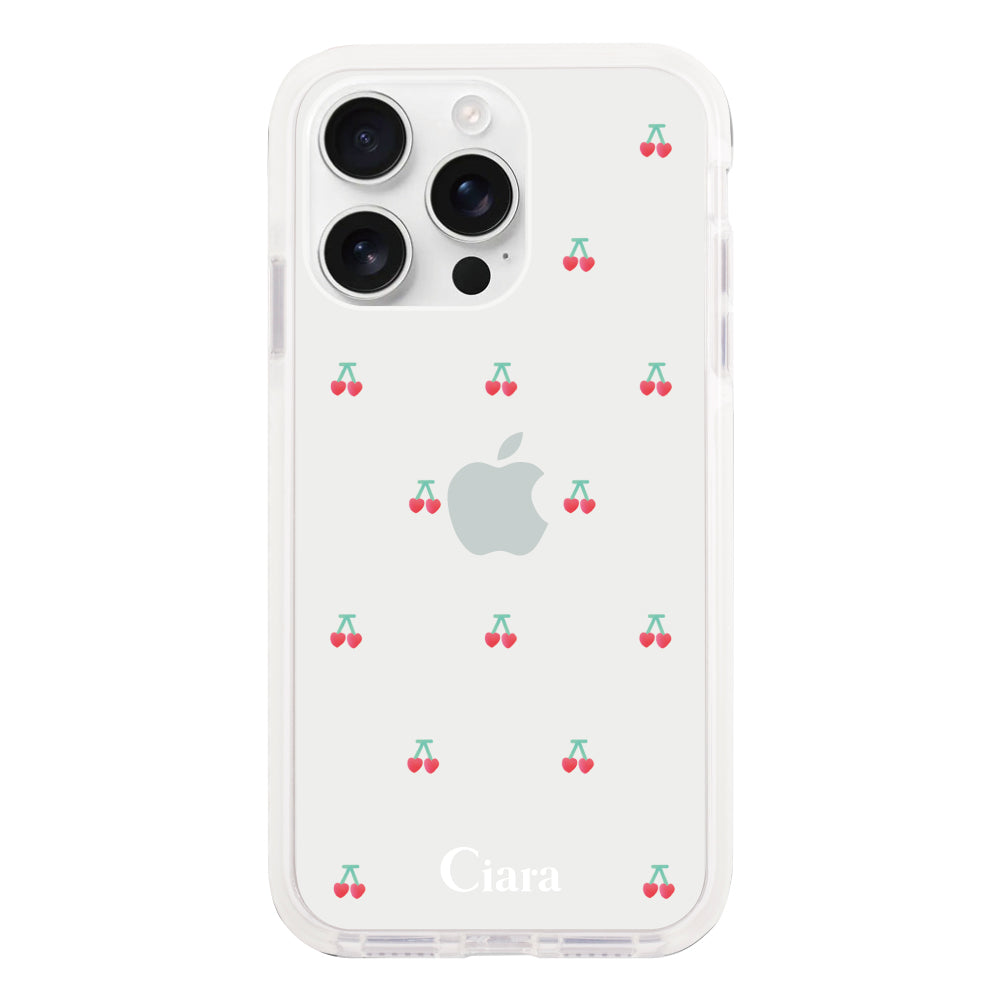 iPhone16ProMax クッションバンパー 耐衝撃クリアケース タイニーチェリー レッド