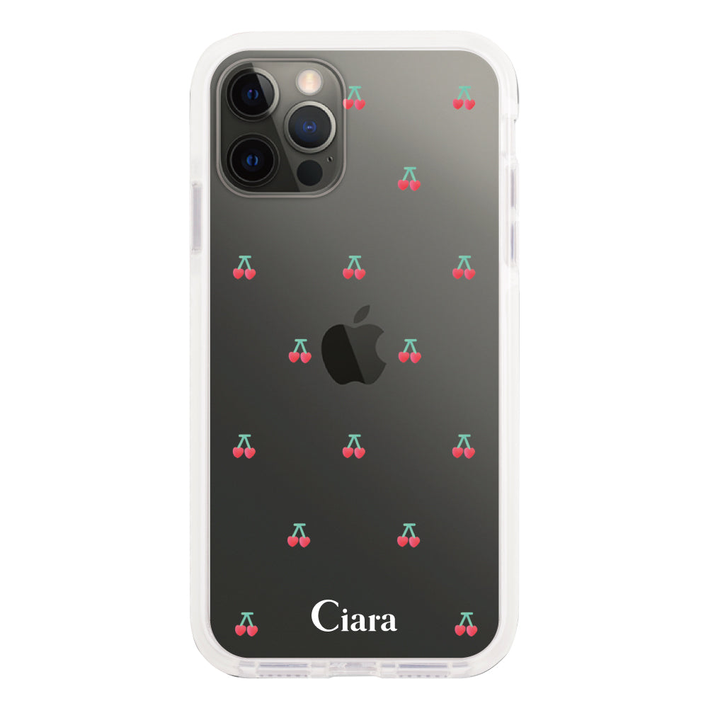 iPhoneX/XS クッションバンパー 耐衝撃クリアケース タイニーチェリー レッド