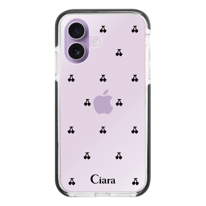 iPhoneケース クッションバンパー 耐衝撃クリアケース タイニーチェリー