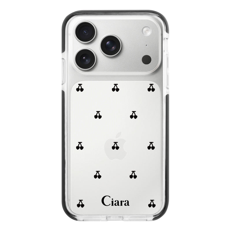 iPhoneケース クッションバンパー 耐衝撃クリアケース タイニーチェリー
