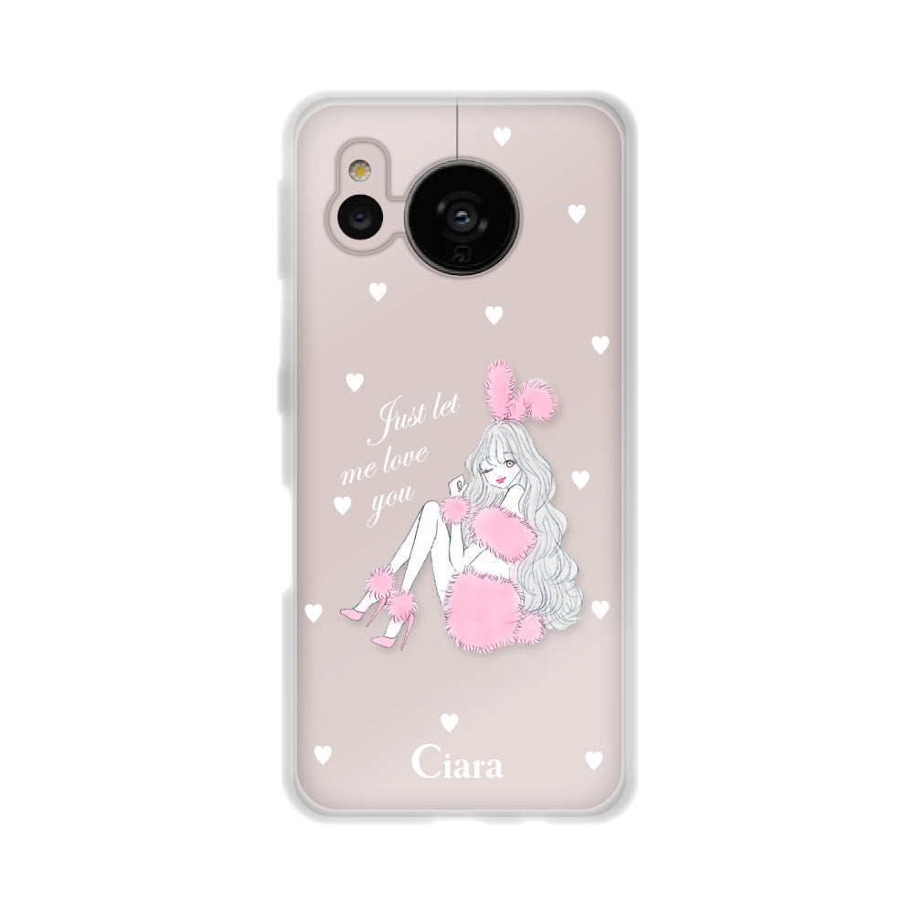 AQUOSSENSE7ケース クリアケース ピンクバニー クリア