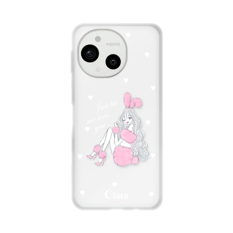 AQUOSケース クリアケース ピンクバニー