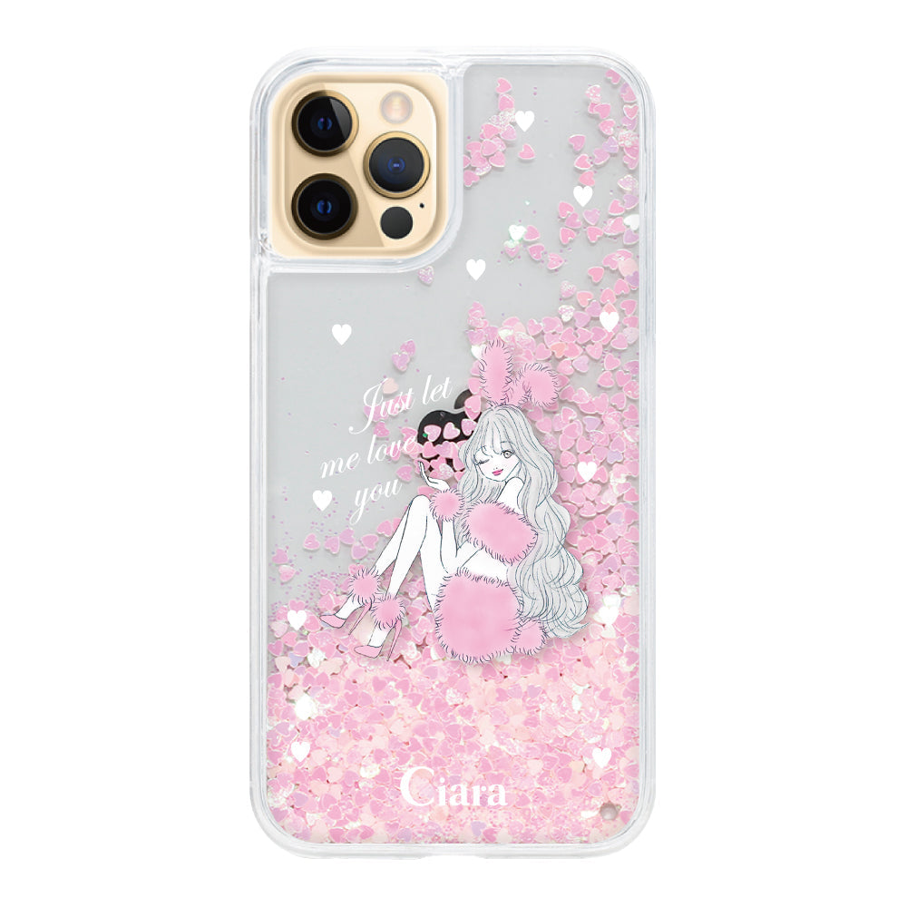 iPhone11ProMax グリッター オイルクリアケース ピンクバニー ピンク