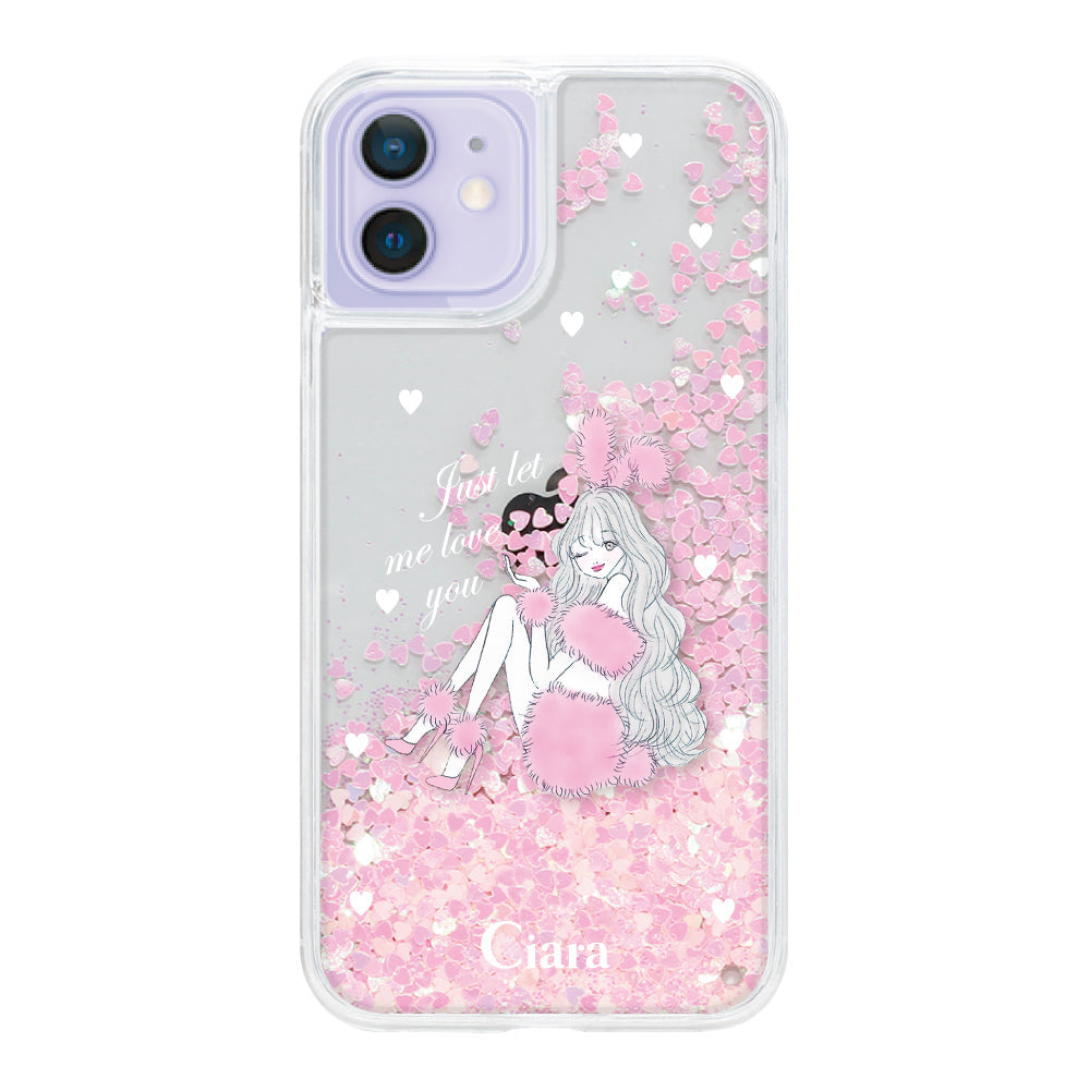 iPhone12/12Pro グリッター オイルクリアケース ピンクバニー ピンク