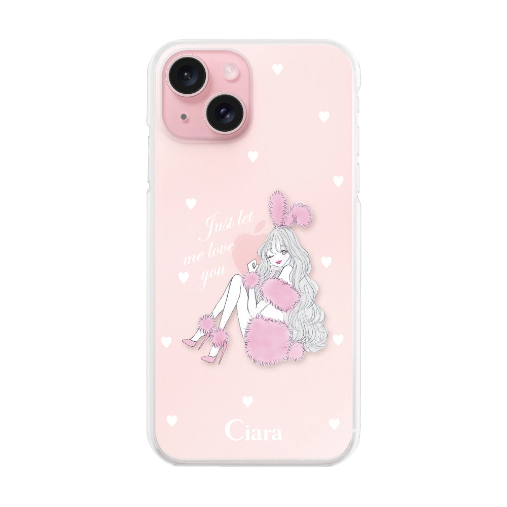 iPhone15 ハイブリッド クリアケース ピンクバニー クリア