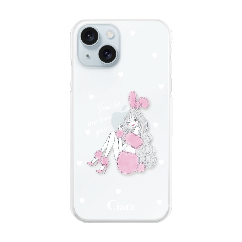 iPhone15Plus ハイブリッド クリアケース ピンクバニー クリア