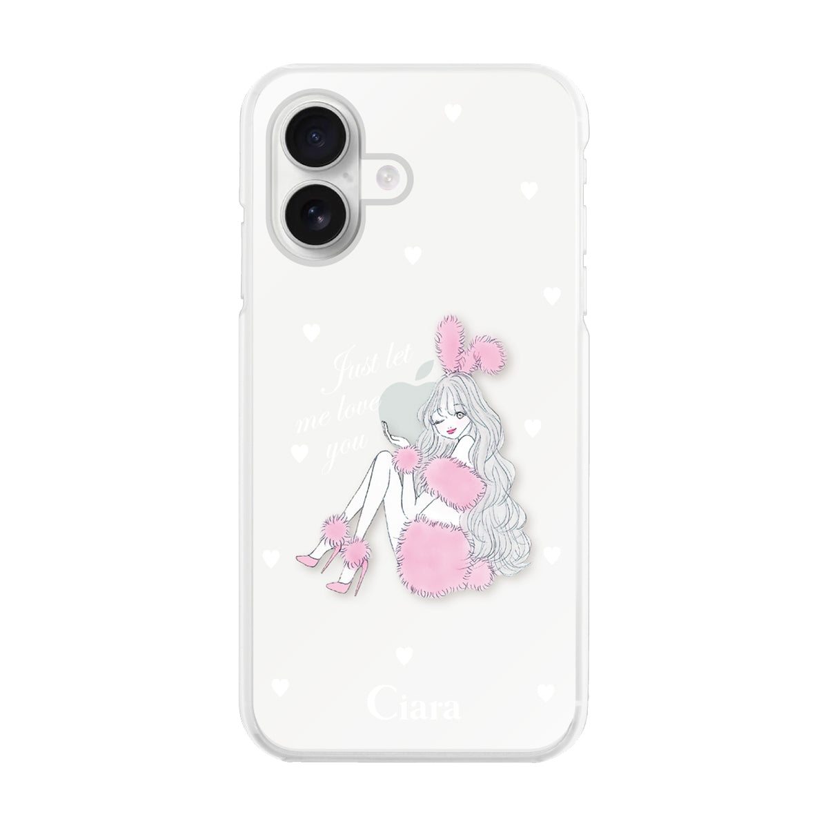iPhone16 ハイブリッド クリアケース ピンクバニー クリア
