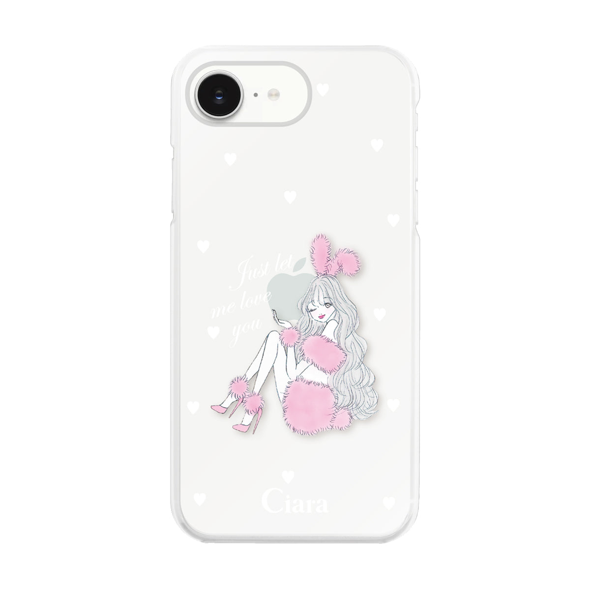iPhone16e ハイブリッド クリアケース ピンクバニー クリア